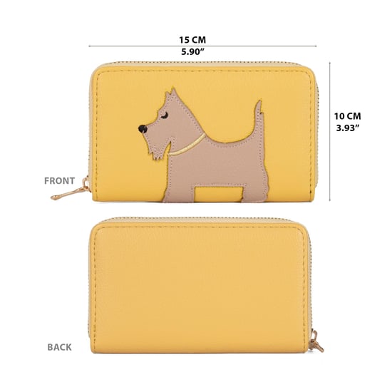 Women’s RFID Purse – Scottie Dog Zip Around Wallet In Yellow - Image 2
