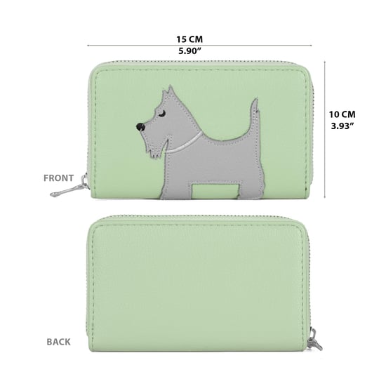 Women’s RFID Purse – Scottie Dog Zip Around Wallet In Green - Image 2