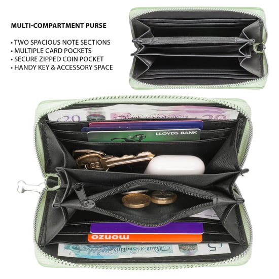 Women’s RFID Purse – Scottie Dog Zip Around Wallet In Green - Image 4