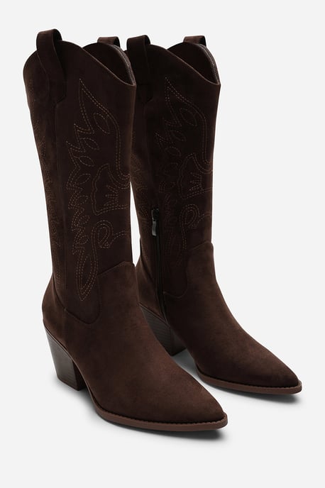 Where's That From Yasmine Calf Cowboy Boots Block Heel Western Embroidered - Image 3