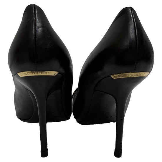 Burberry Bow Accent Pointed-Toe Pumps in Black Leather - Image 3
