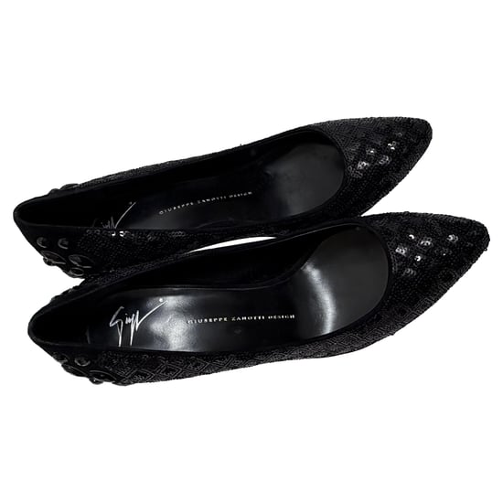 Giuseppe Zanotti Sequined Almond-Toe Pumps in Black Suede - Image 5