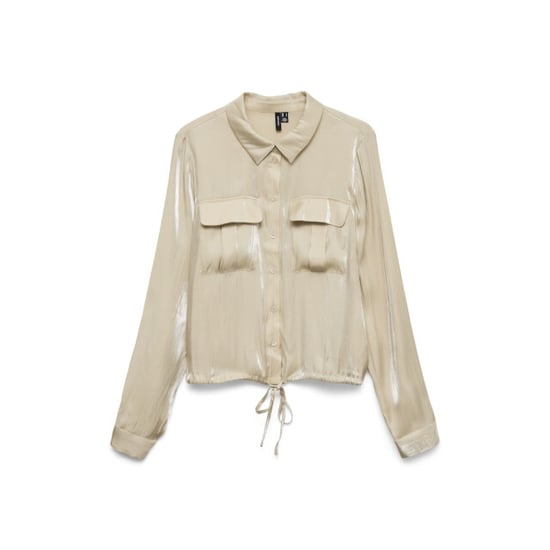 Vero Moda vmmarys liva ls tie shirt wvn lcs 10347234 oatmeal - Image 1