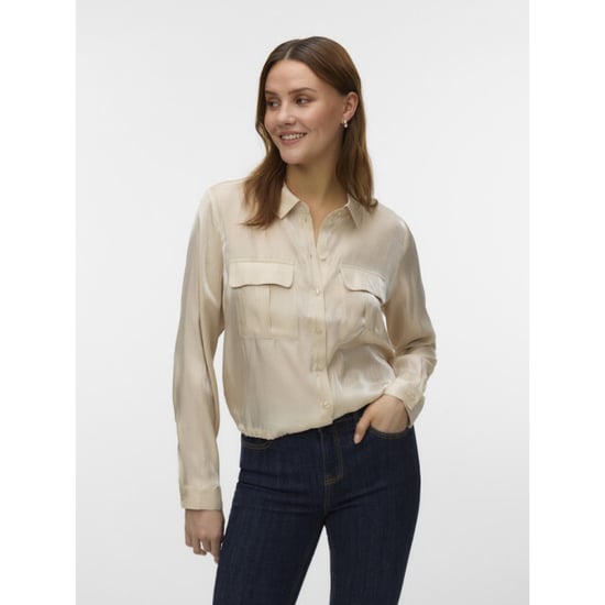 Vero Moda vmmarys liva ls tie shirt wvn lcs 10347234 oatmeal - Image 2