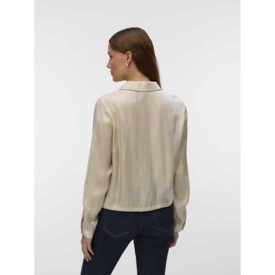 Vero Moda vmmarys liva ls tie shirt wvn lcs 10347234 oatmeal - Image 5