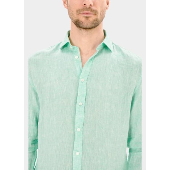 Blue Coast Casual hemd lange mouw 100% linnen, regular fit 118l/0045 verde - Image 3