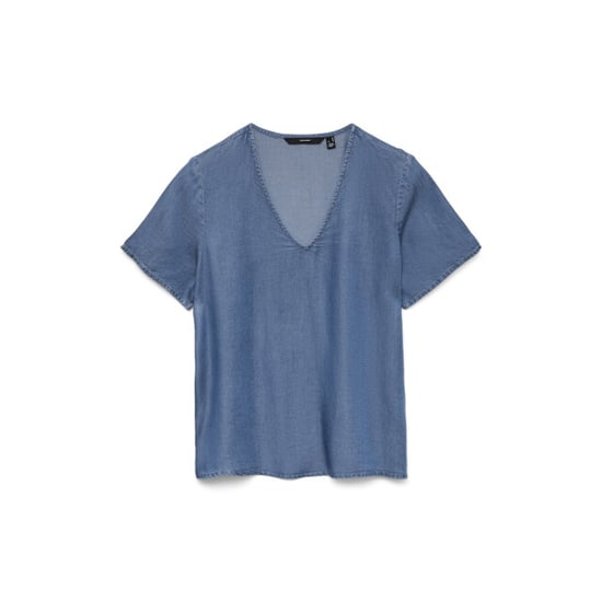 Vero Moda Vmbree ss v-neck tencel top blue denim - Image 1