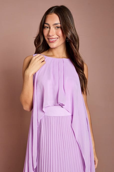 Cape Sleeve Pleated Midi Dress - Image 2
