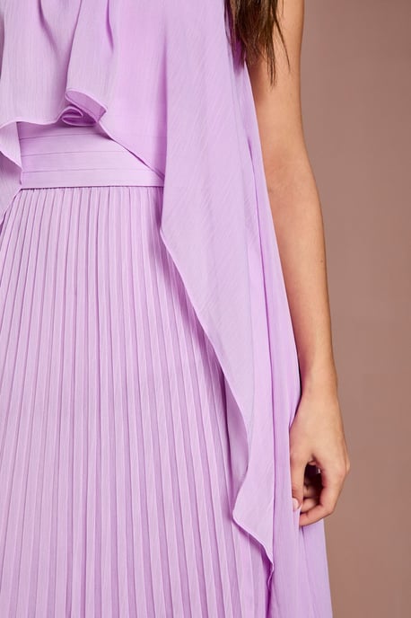 Cape Sleeve Pleated Midi Dress - Image 4
