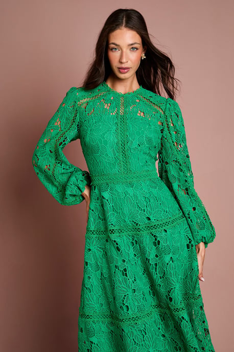 Lace Panelled Long Sleeve Dress - Image 2