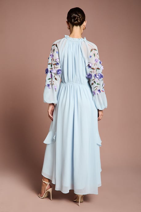 3D Floral Ruched Detail Midi Dress - Image 3