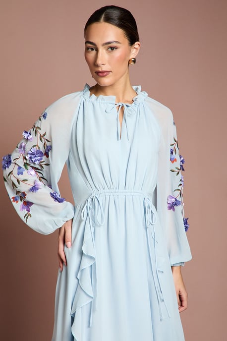 3D Floral Ruched Detail Midi Dress - Image 4