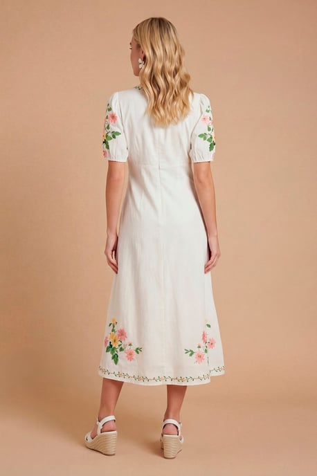 Placement Print Button Down Floral Midi Dress - Image 3