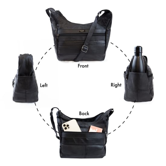 Ladies Genuine Soft Leather Handbag Crossbody Bag in Black - Image 4