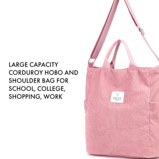 Women’s Corduroy Shoulder Bag, Large Capacity Travel Handbag in Violet - Image 5