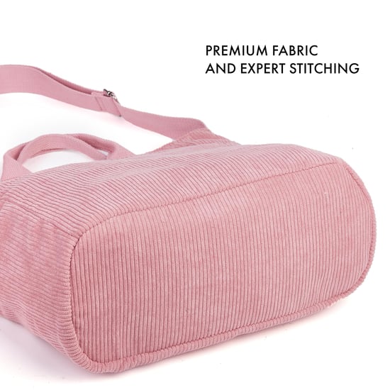 Women’s Corduroy Shoulder Bag, Large Capacity Travel Handbag in Violet - Image 6