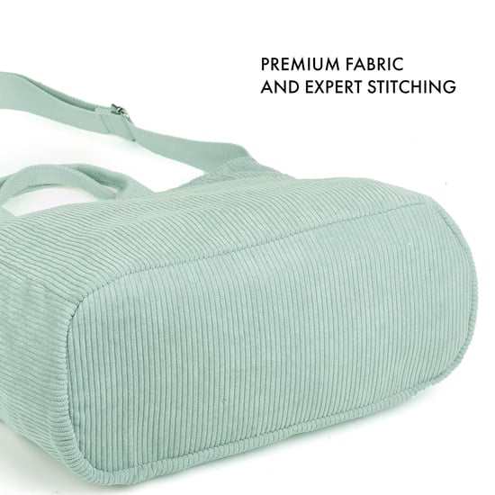 Women’s Corduroy Shoulder Bag, Large Capacity Travel Handbag in Light Green - Image 6