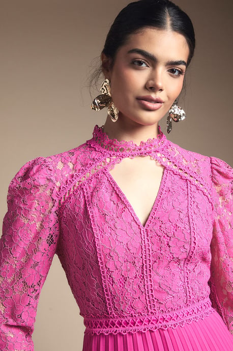 Lace Bodice Pleat Mini Dress - Image 5