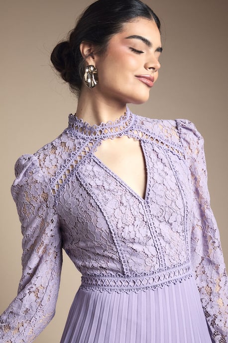 Lace Bodice Pleat Mini Dress - Image 4