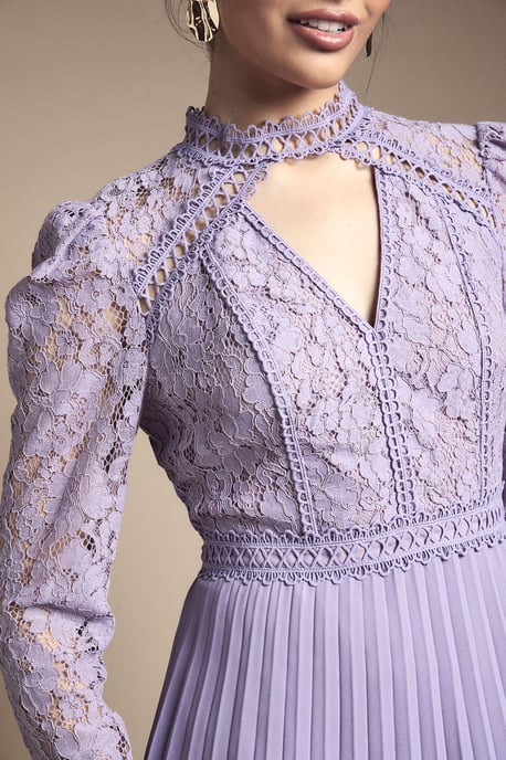 Lace Bodice Pleat Mini Dress - Image 5