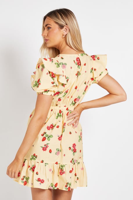 Ruffle Shoulder Puff Sleeve Poplin Mini Dress - Image 3