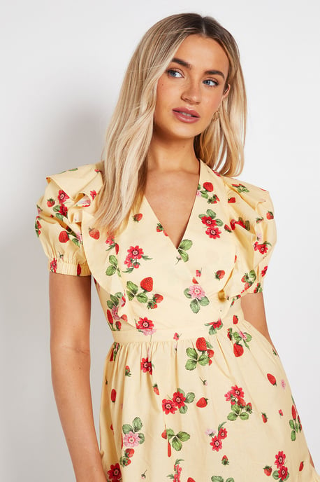 Ruffle Shoulder Puff Sleeve Poplin Mini Dress - Image 4