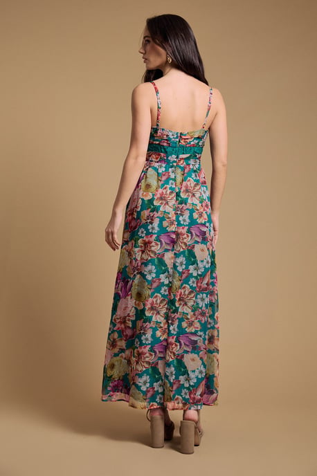 Lace Panelled Waist Pleated Maxi Dress - Image 3