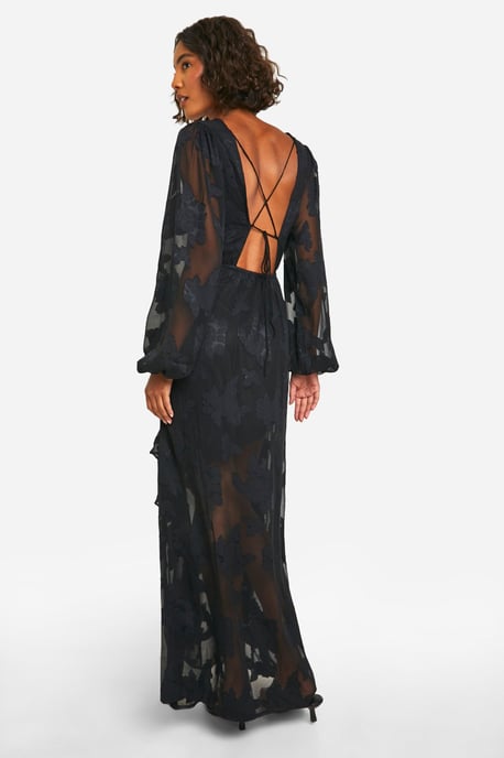Tall Burnout Floral Frill Detail Maxi Dress - Image 2