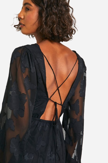 Tall Burnout Floral Frill Detail Maxi Dress - Image 4