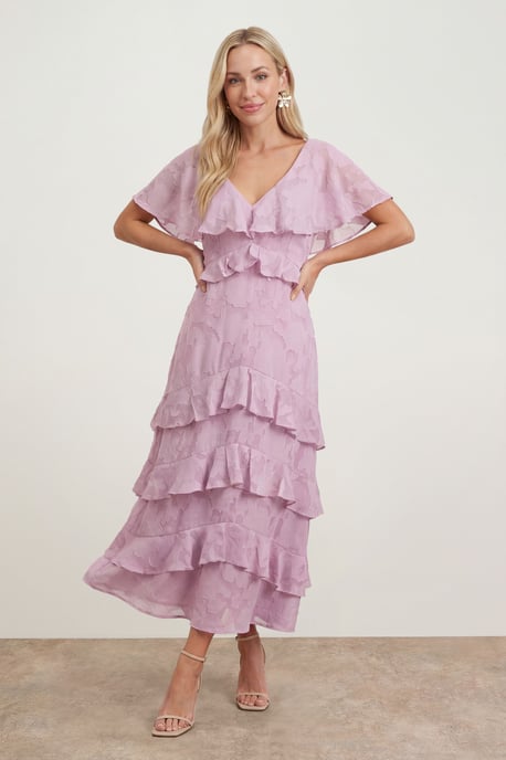 Petite Jacquard Ruffle Maxi Dress - Image 1