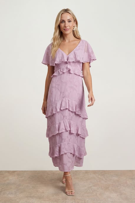 Petite Jacquard Ruffle Maxi Dress - Image 3
