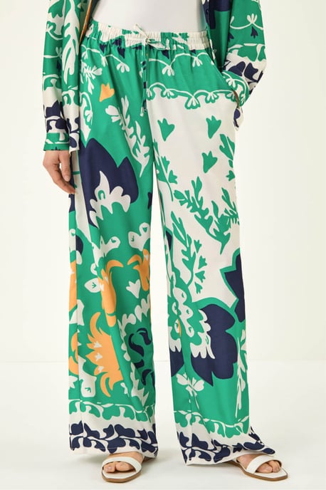 Border Print Cropped Wide Leg Trouser - Image 4