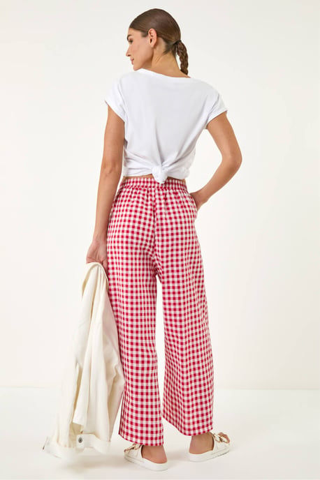 Gingham Tie Waist Cropped Trouser - Image 1