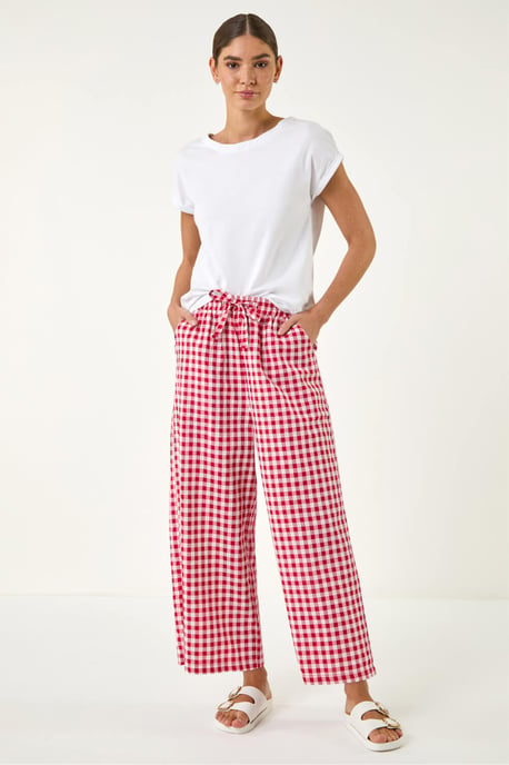 Gingham Tie Waist Cropped Trouser - Image 2