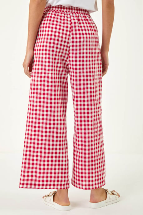 Gingham Tie Waist Cropped Trouser - Image 3