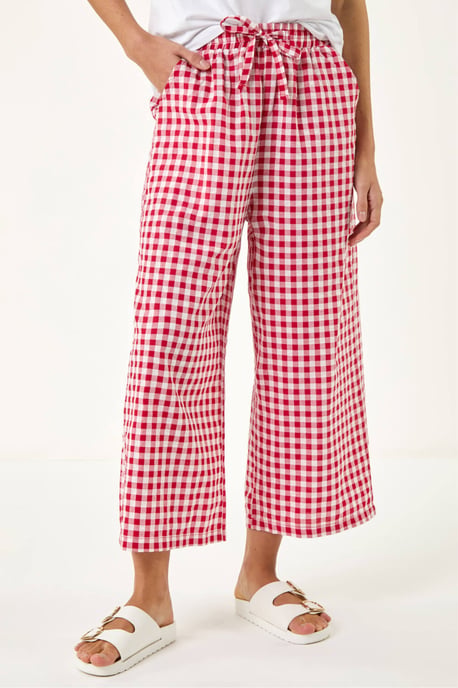 Gingham Tie Waist Cropped Trouser - Image 4