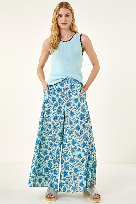 Floral Print Textured Palazzo Trouser - Image 2