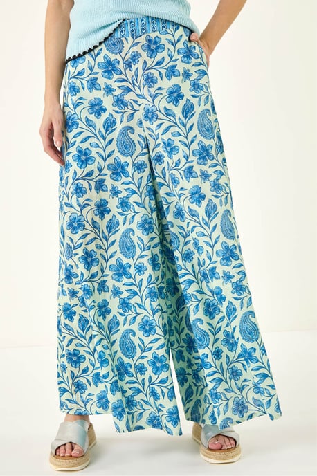 Floral Print Textured Palazzo Trouser - Image 4