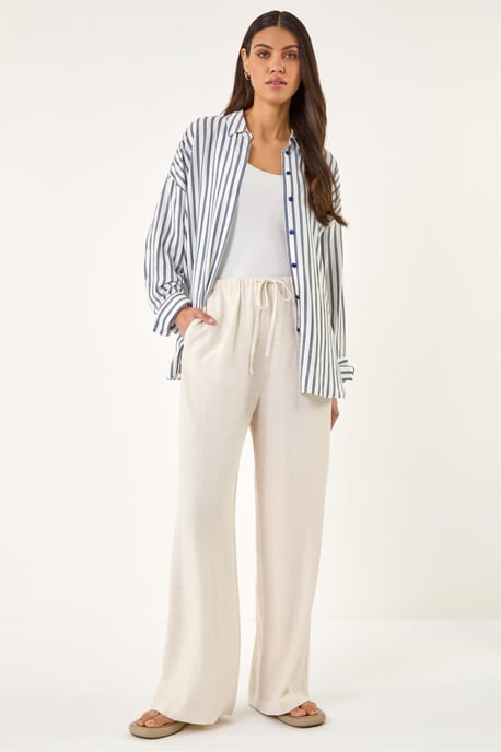 Linen Blend Wide Leg Trouser - Image 2