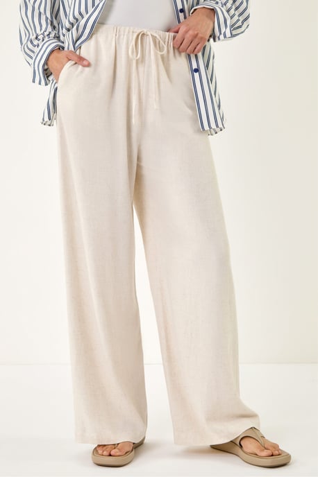 Linen Blend Wide Leg Trouser - Image 4