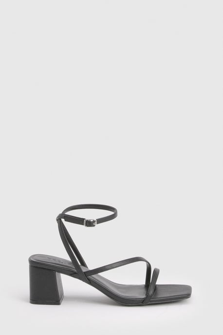 Wide Fit Low Block Asymmetric Strappy Heels - Image 3