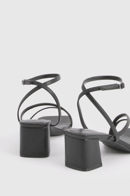 Wide Fit Low Block Asymmetric Strappy Heels - Image 4