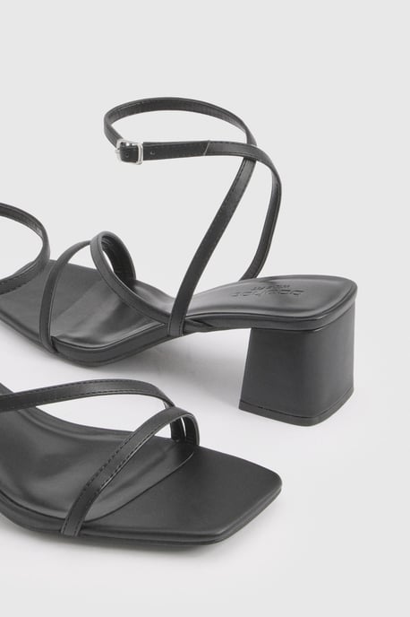 Wide Fit Low Block Asymmetric Strappy Heels - Image 6