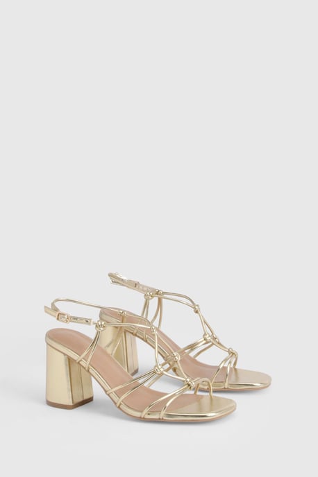 Wide Fit Strappy Knot Detail Block Heels - Image 2