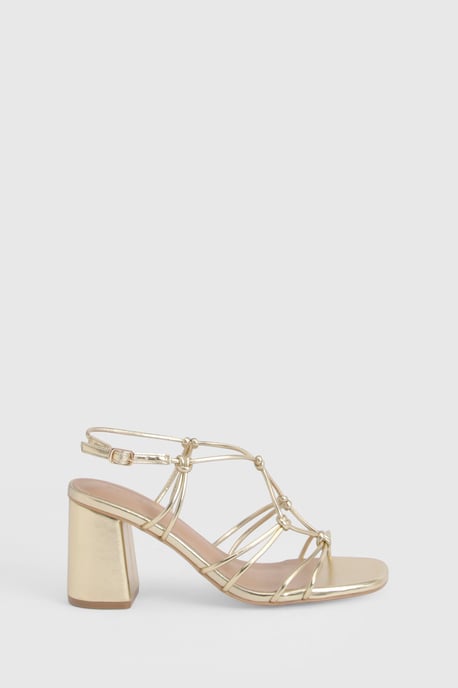 Wide Fit Strappy Knot Detail Block Heels - Image 3