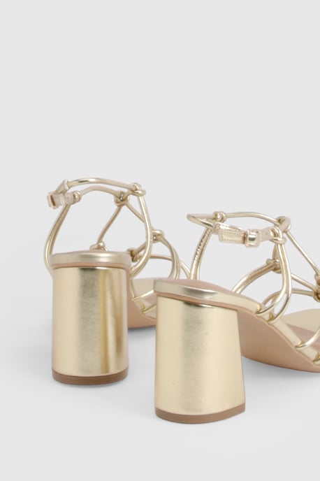 Wide Fit Strappy Knot Detail Block Heels - Image 4