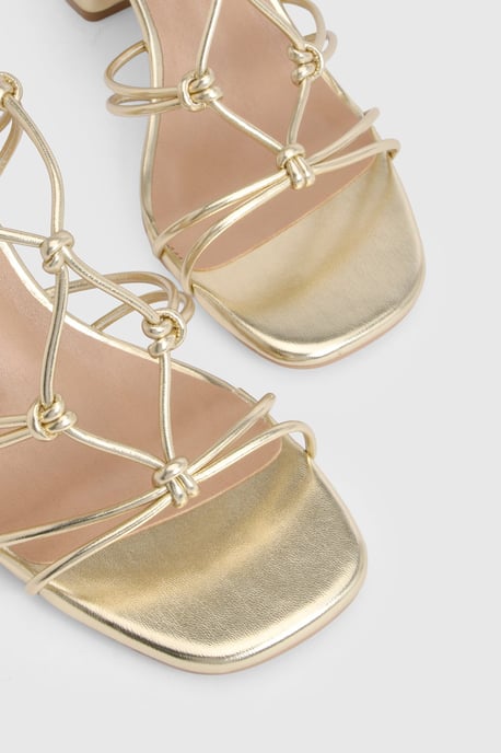 Wide Fit Strappy Knot Detail Block Heels - Image 5