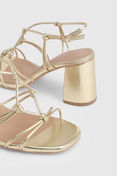 Wide Fit Strappy Knot Detail Block Heels - Image 6