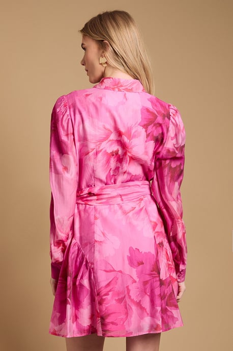 Belt Detail Volume Sleeve Shirt Dress - Image 3