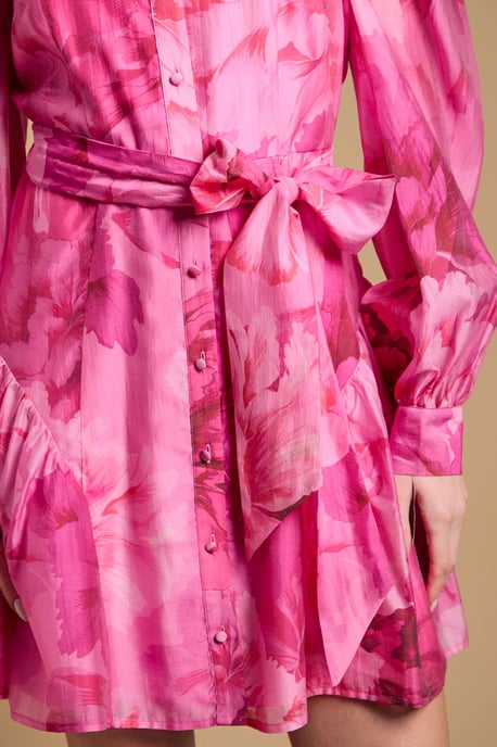 Belt Detail Volume Sleeve Shirt Dress - Image 5